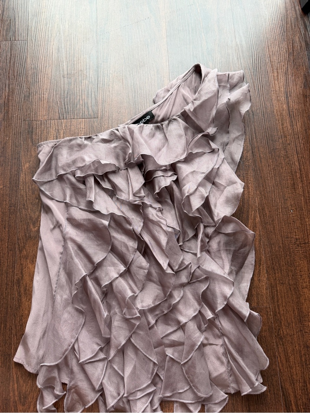 Bebe Ruffle One Shoulder Tank
